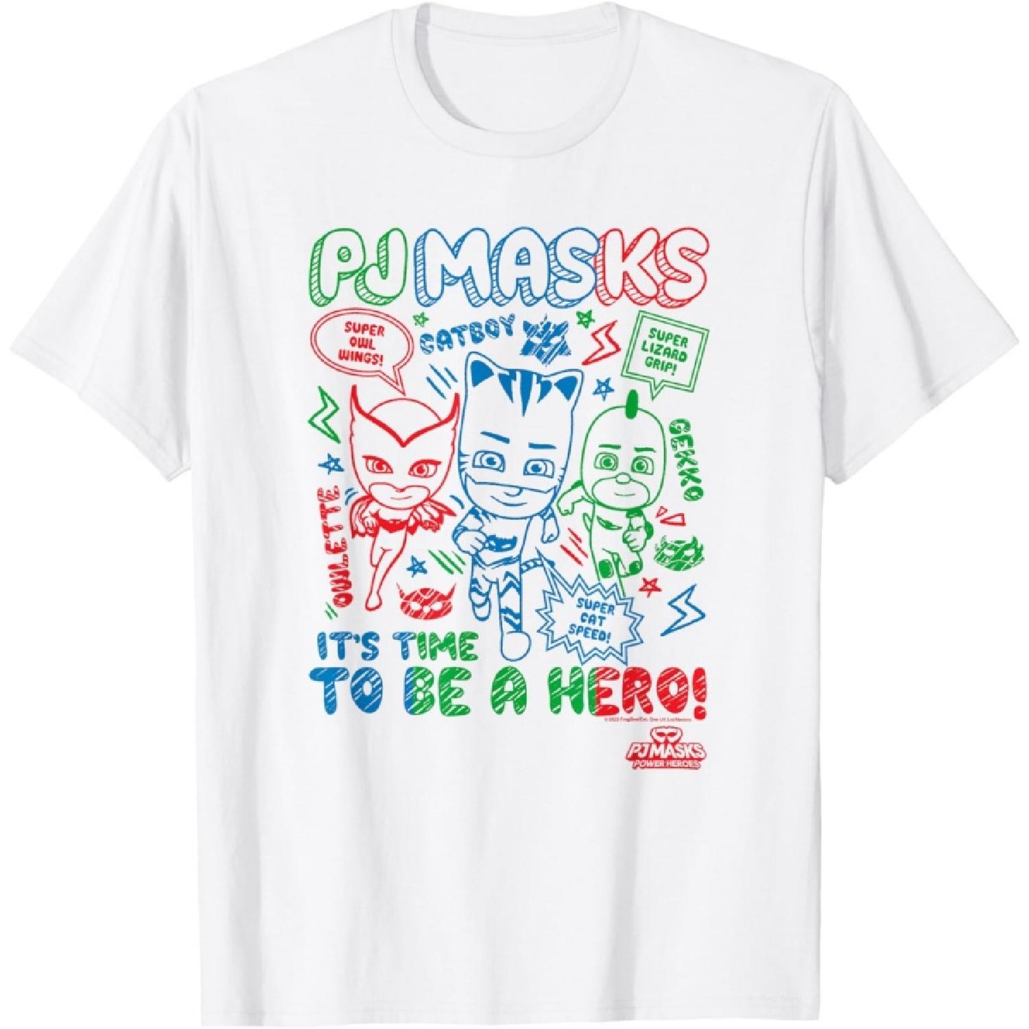 PJ Masks Групповой снимок Герои в масках Наброски Арт Логотип Футболка S белый