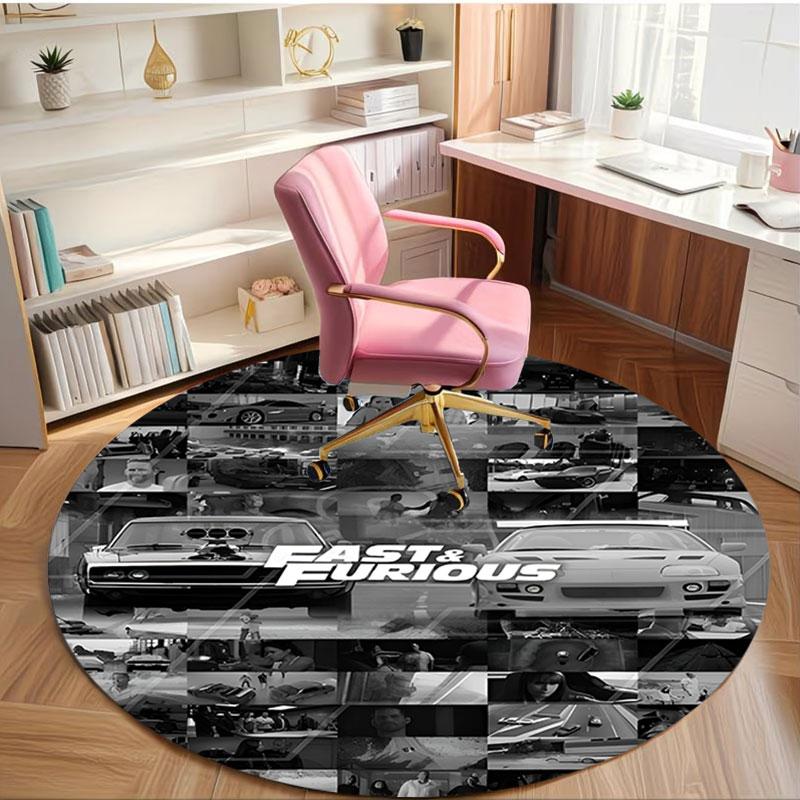 Fast & Furious Print Round Rug, Washable Floor Carpet, For Entryway Dorm Laundry Room Office Study, Home Decor Birthday Christmas Gift