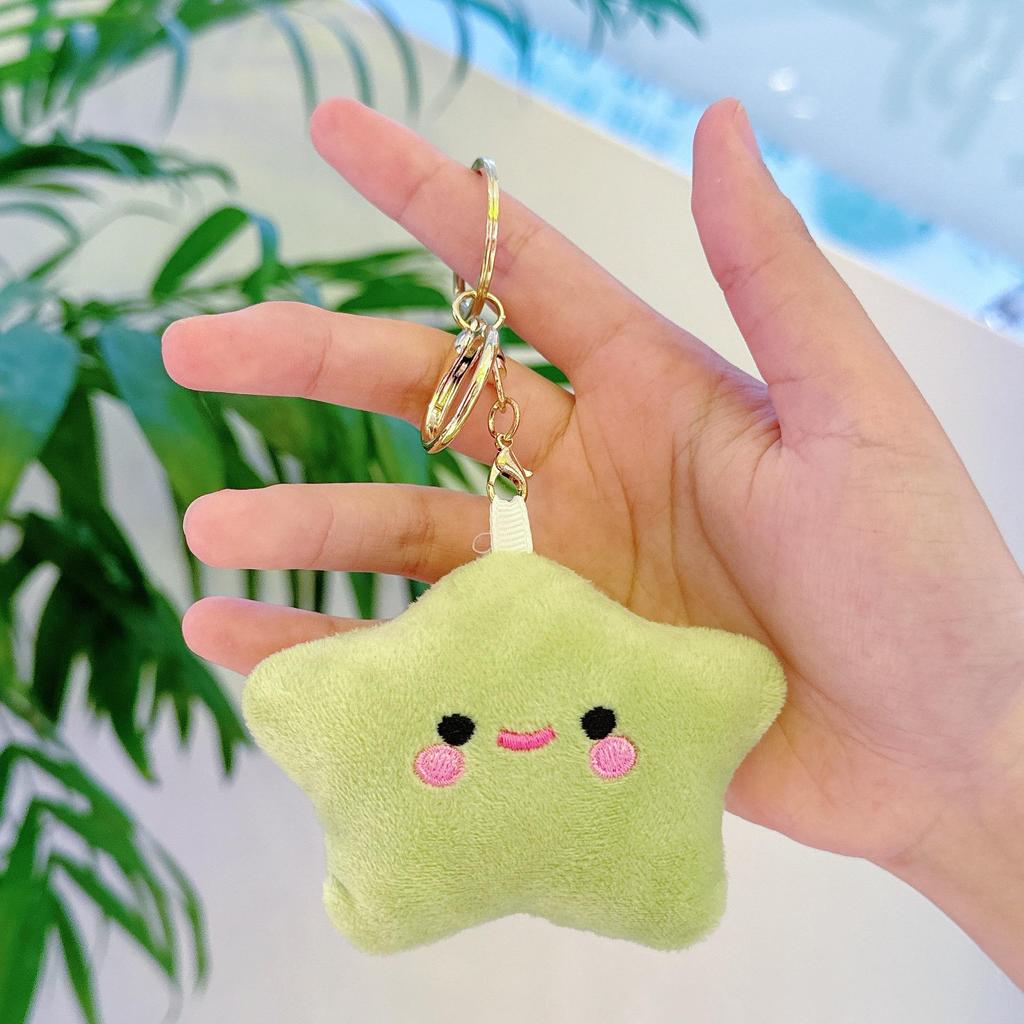 Five-Pointed Star Plush Bag Charm & Keychain - Cute, Girlish Heart Accessory for Backpacks