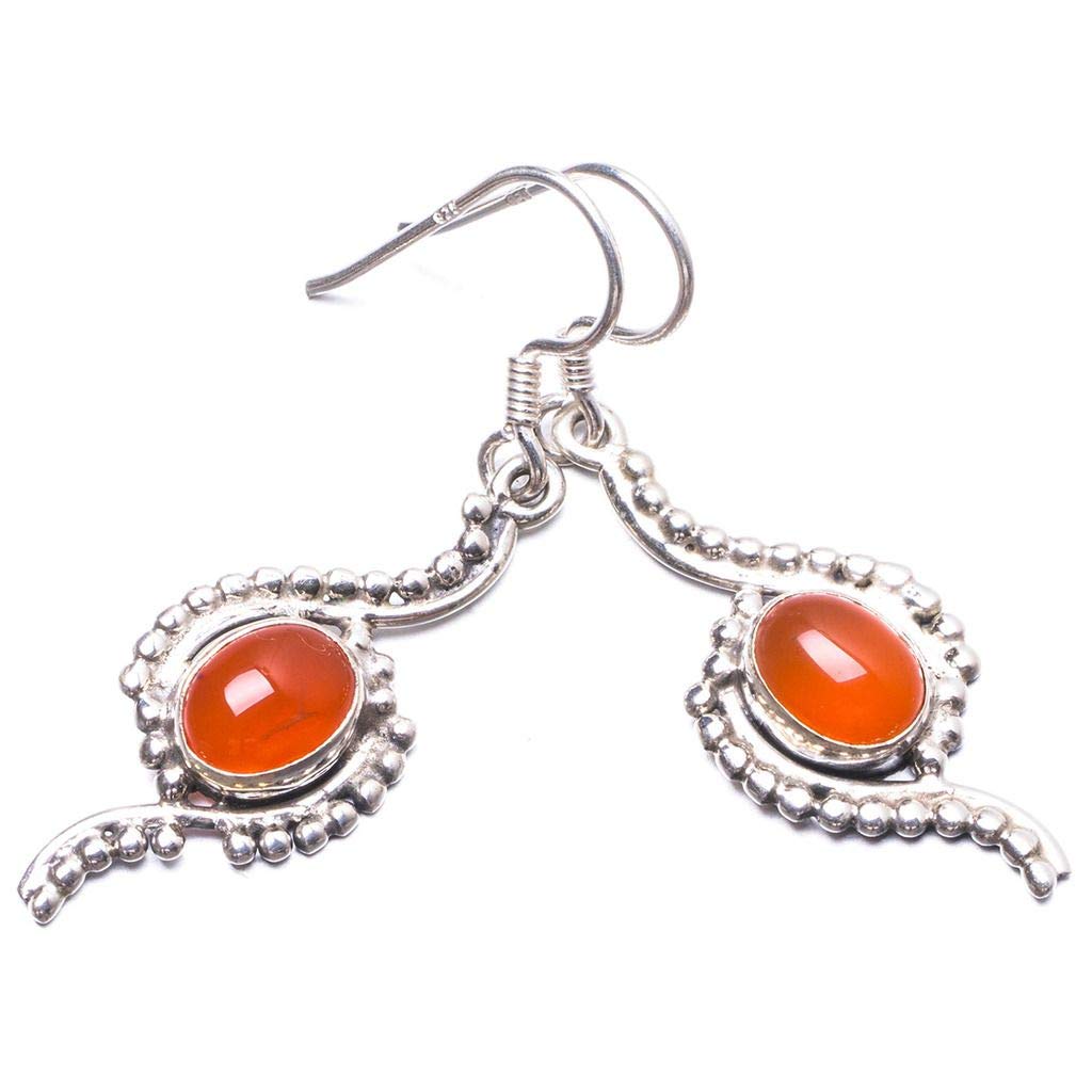 

StarGems Natural Carnelian Handmade Unique 925 Sterling Silver Earrings 1.75 Y2429