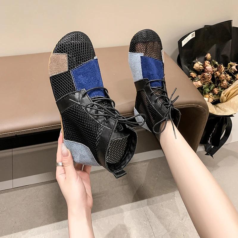 Fashion Women's Boots Sandals Shoes Woman Summer 2024 New Mesh Hollow Flats Barefoot Casual Fashion Gladiator Sneakers Low Heel On Offer