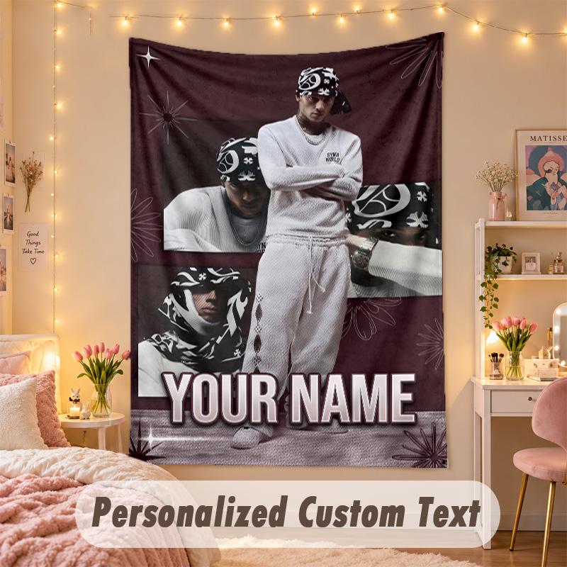 Custom Personalized Tapestry,Central Cee Print Custom Name Text Wall Art Hanging for Bedroom