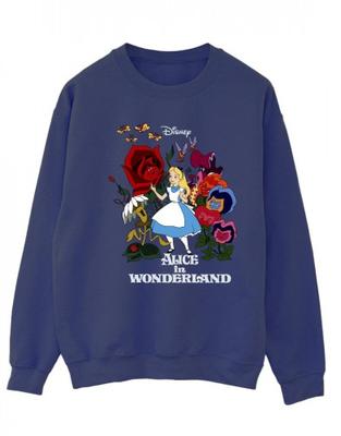 Womens/Ladies Alice In Wonderland Flowers Sweatshirt