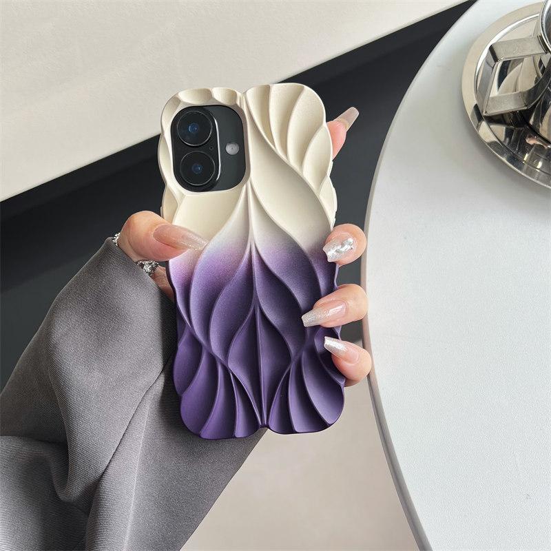 

Мягкий силиконовый чехол Luxury Gradient Spray 3D Leaf для iPhone 16 Pro Max 15 14 Plus iPhone 13 All-Inclusive для защиты от падения iPhone 15 Pro белый
