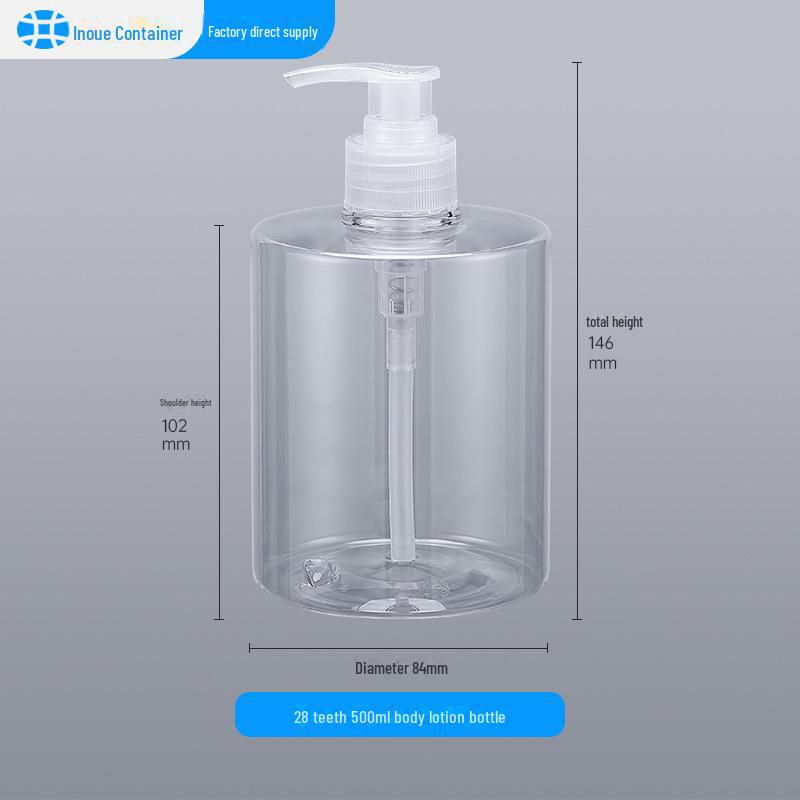 Flacon pompă din plastic transparent de capacitate mare de 500 ml pentru șampon sau gel de duș