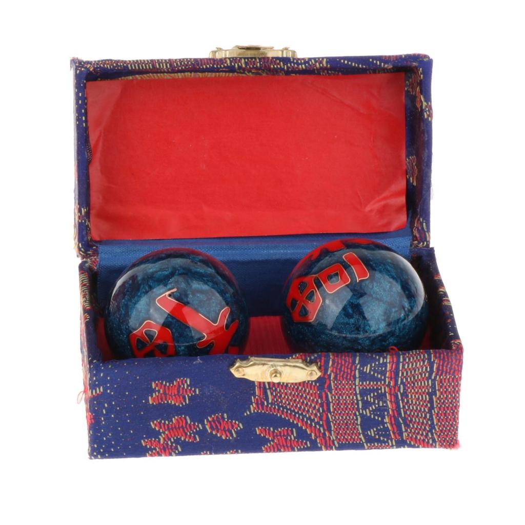 Pack of 2 hand massage balls with storage box Baoding balls for seniors and