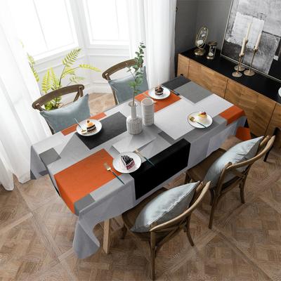 Geometric Figures Orange Abstract Tablecloth Holiday Decor Waterproof Rectangular Tablecloths Wedding Decor Table Cover
