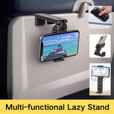 Foldable Mini Phone Holder for Airplane Travel - 360° Rotatable Stand, Portable Car Mount for Train Seat & Desk Use, Hands-Free