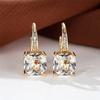 Rainbow Zircon Hoop Earrings Multicolor Crystal Square Stone Earrings Vintage Gold Color Wedding Earrings for Women Party