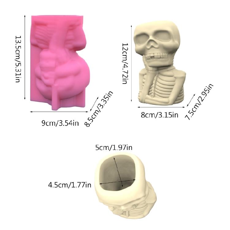 DIY Halloween Skull Man Flower Pot Storage Box Mold for Succulent Plant Decor