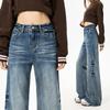 Women's 2025 Autumn Stretch Micro Flare Jeans, Non-Skinny, Loose Wide-Leg, Wrinkled Straight Pants