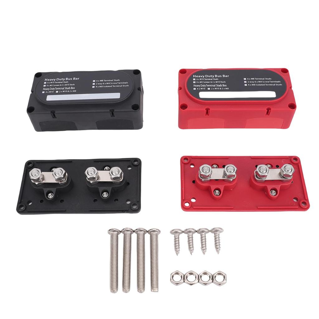 4 Positions Bus Bar 300A High Current M10 Studs Pure Copper Conductive Power Distribution Block for Car RV Boat