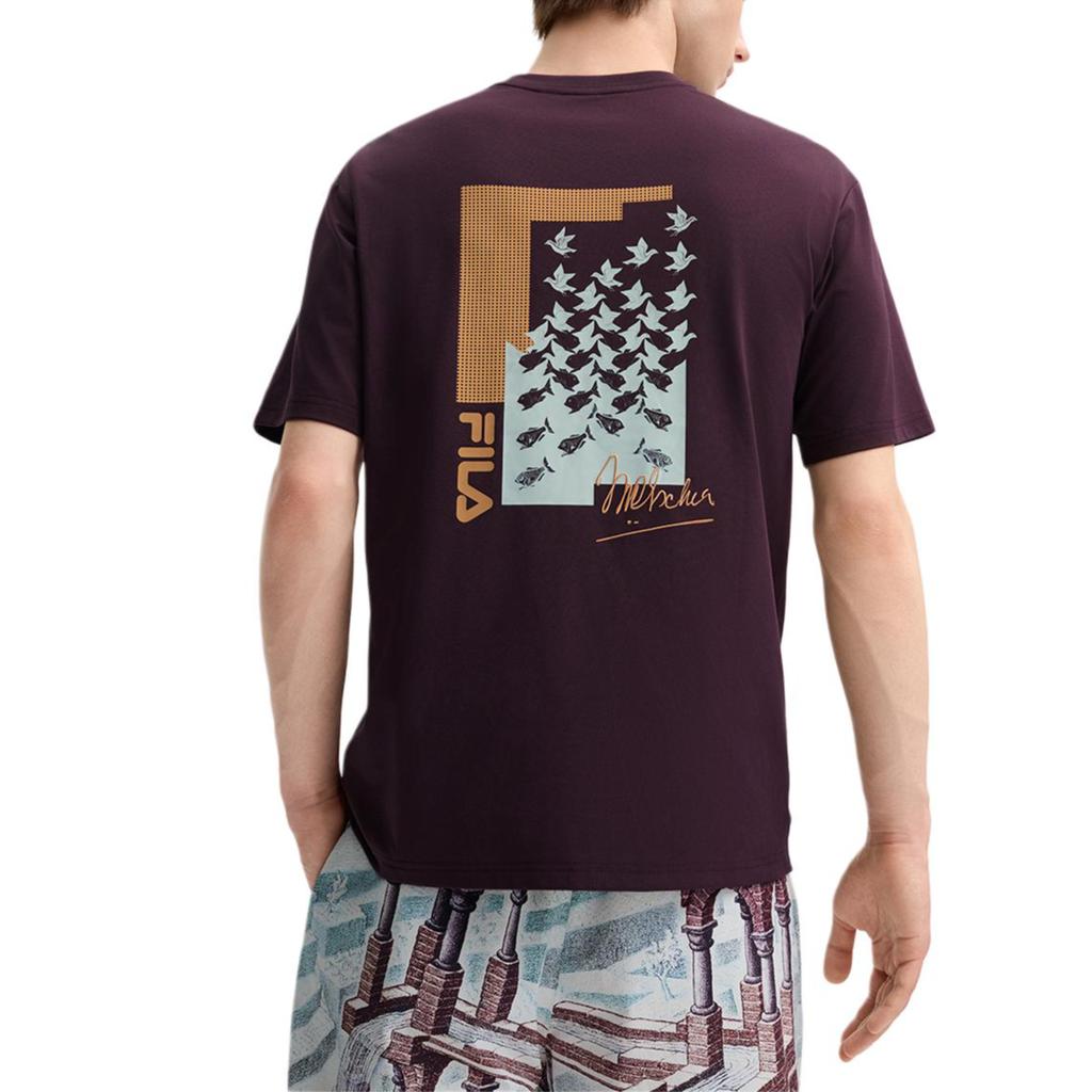 Fila X M.C. ESCHER Série Héritage Pull Minimaliste Tricot Mode T-Shirt Manches Courtes Homme Tops F11M538129F-WI