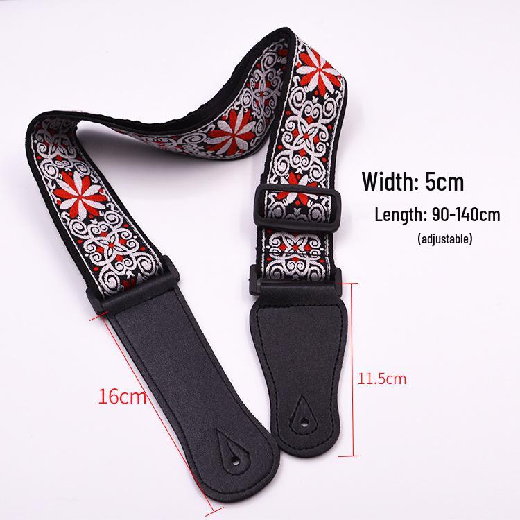 Folk Style Canvas Guitar Strap for Electric, Acoustic, and Bass Guitars - Ethnic Design Shoulder Strap