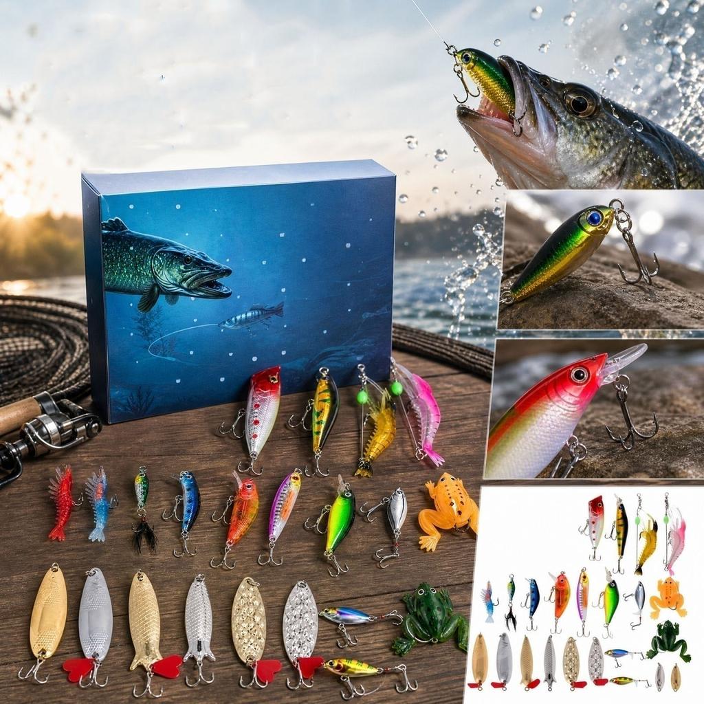 3D -up Box: -Piece Fishing Hook Countdown Calendar