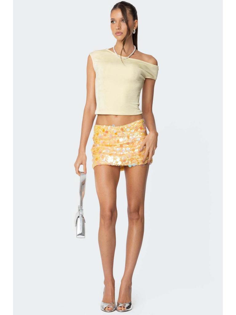 2025 Spring/Summer Women's Irregular Sequin Mini Skirt for Party & Nightclub