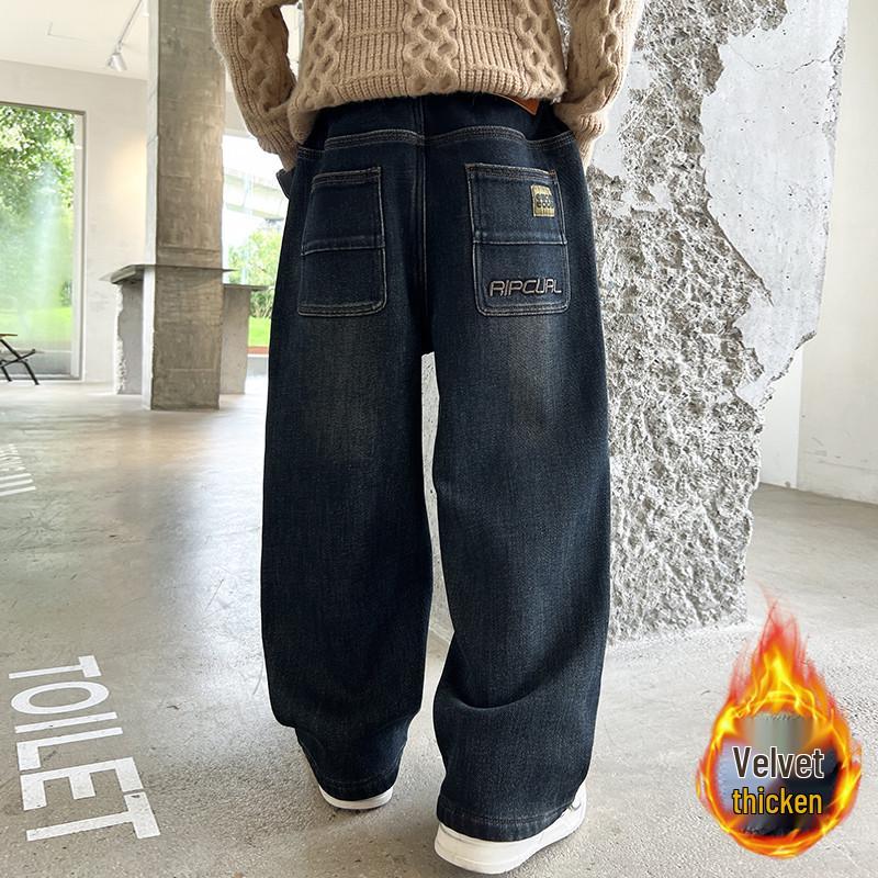 Boys' Fleece-lined Jeans - 2025 Spring/Autumn Trend: Casual Long Pants for Kids