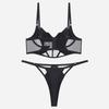 "Elegant French Mesh Hollow Sexy Lingerie Set for Women - Ultra-Thin Summer Bra"