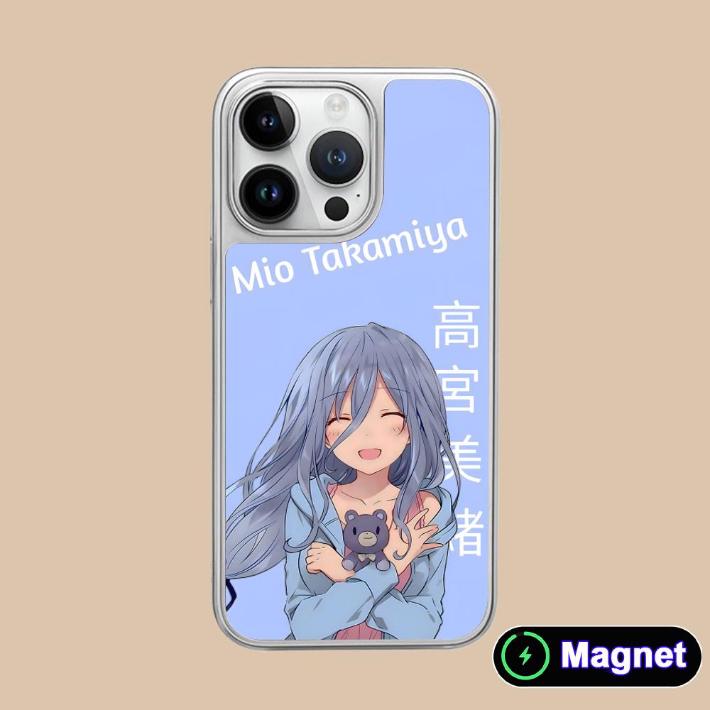 Date a Live Mio Takamiya Silver Plating Magsafe Mobile Phone Case for iPhone 17 16 15 14 13 12 11 Air Pro Max Plus Colorful