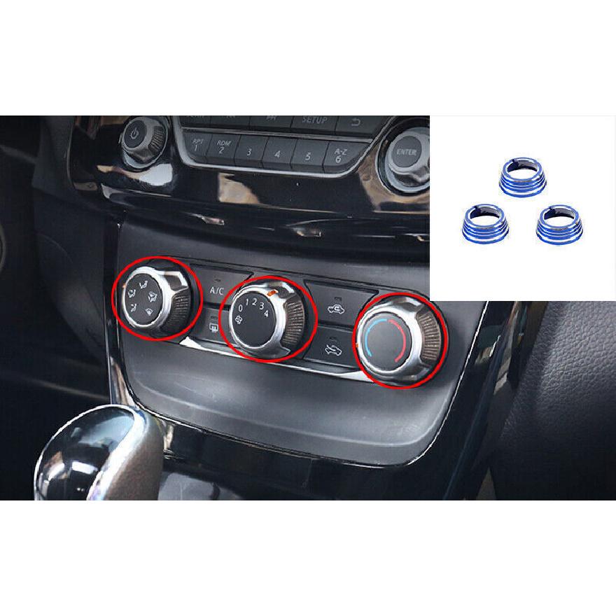 For Nissan Sentra Sylphy 2013- Blue Alloy Center Console AC Switch Knob Ring