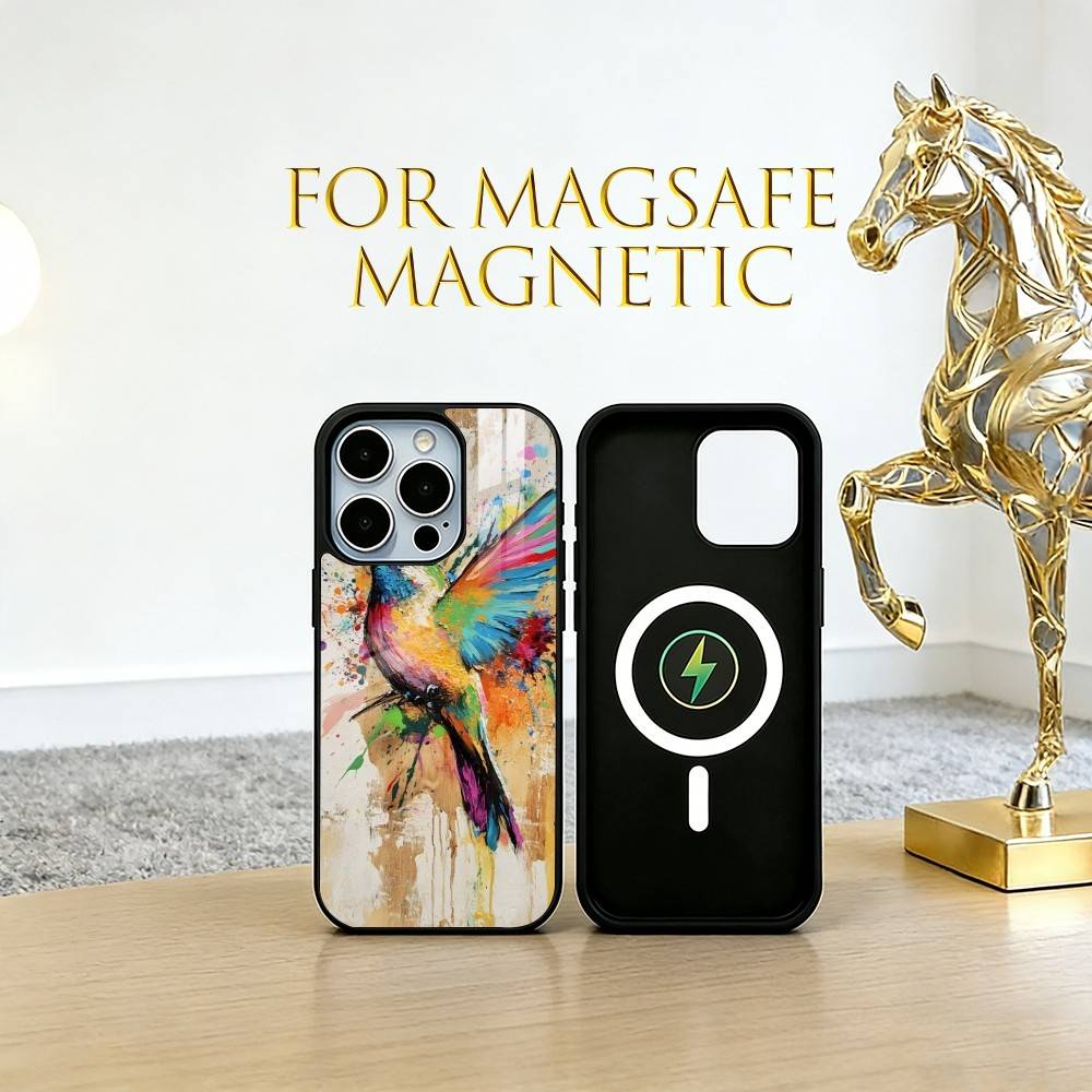 

Colorful Bird Hummingbird Phone Case For iPhone17,16,15,14,13,12,11 Plus,Pro Magnetic For Magsafe Wireless Charging iPhone13
