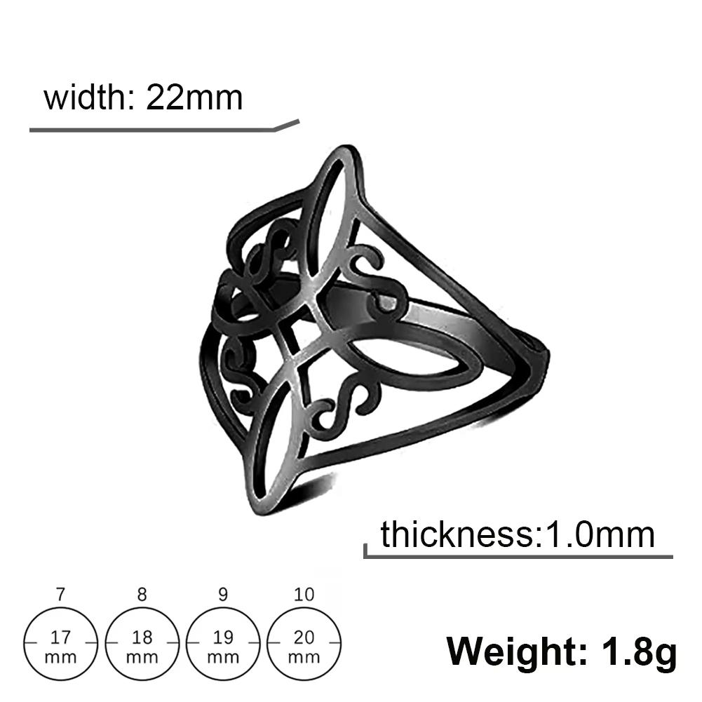 

Witch Knot Ring Stainless Steel Gold Color Witchcraft Amulet Protection Finger Rings Wiccan Cross Celtics Knot Jewelry 11 чорний