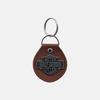 HALLIDEIBISEUN Bar & Shield Logo Brown Leather Keyring