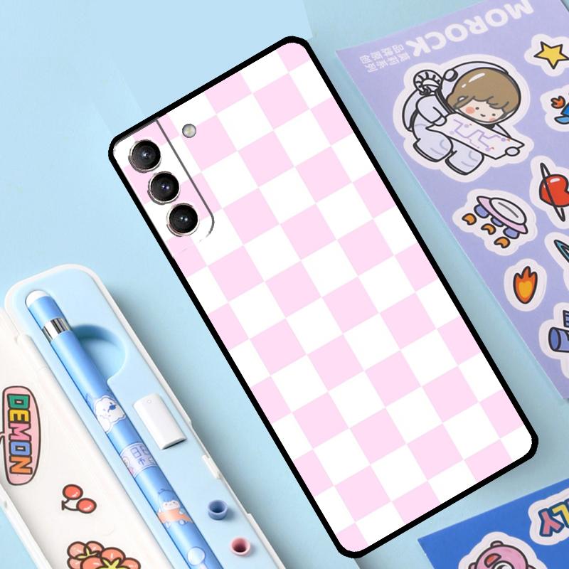 Checkerboard Pattern Mustard Yellow Case For Samsung Galaxy S23 S21 S22 Ultra Plus Note 10 20 S8 S9 S10 Plus S20 FE Cover Case