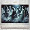 1 piece of 2D background fabric a ghost wearing a worn-out white robe polyester background banner.PMJ