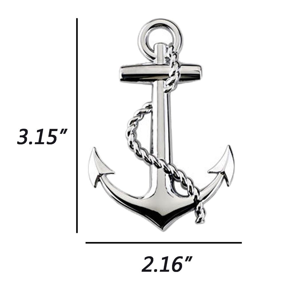 Ship Anchor Metal Car Sticker, Sliver Universal Body Sticker 3D Navy Car Logo Metal