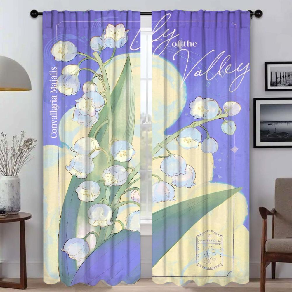 Halloween Decoration Flower Blackout Curtains 2 Pieces Curtains for Living Room Curtain Shades Partition Tulle for Bedroom Child