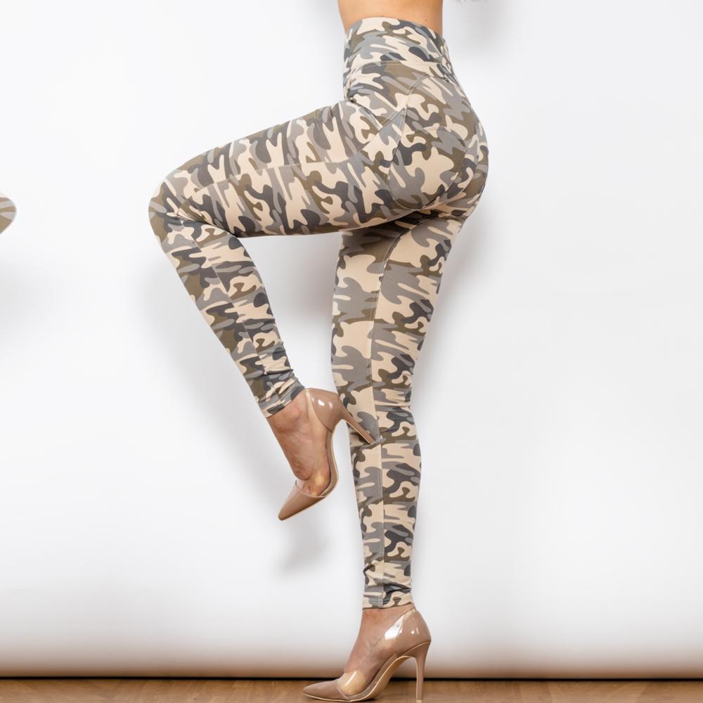 Shascullfites Melody High Waist Tummy Control Women Leggings Sandy Camo Workout Sport Pants for Girls