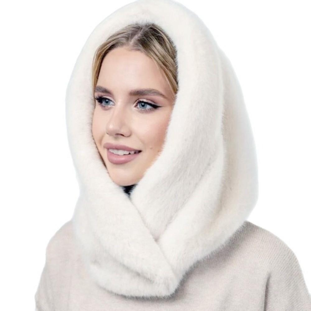 Thick Warm Winter Fur Hat Soft Knitted Hat Scarf New Fur Neck Collar for Women