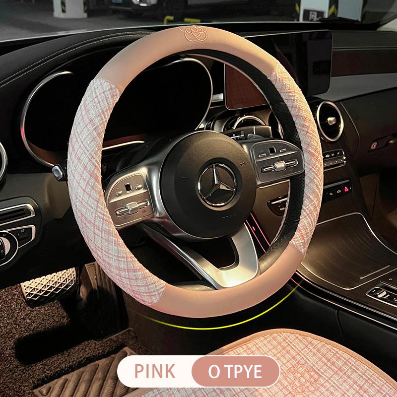 

Elegant Car Steering Wheel Cover Cotton Linen Sweat Absorption Auto Steering Wheel Cover Antiskid Car Wheel Cover 38CM Universal