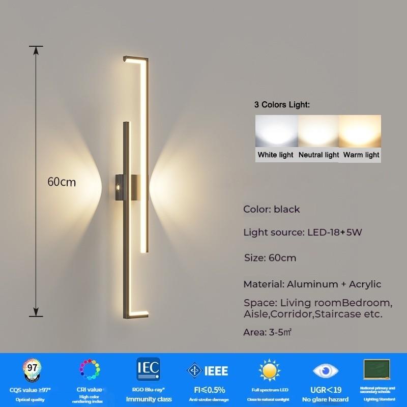 60/80/100/120cm Linear Aluminum Wall Lamp Living Room Bedroom Aisle Light Minimalist LED Wall Lights