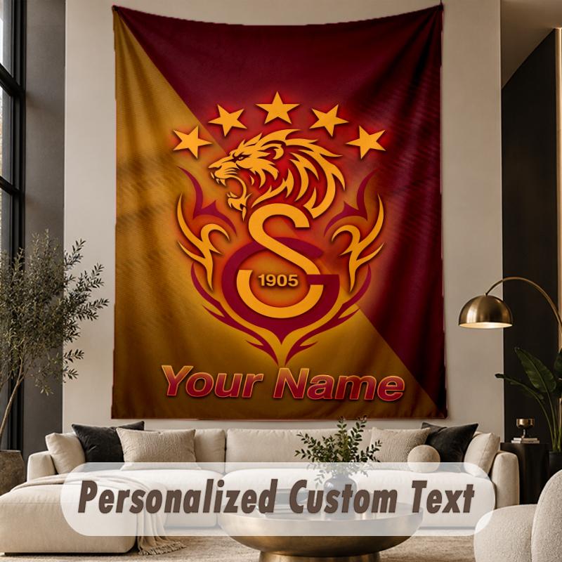Custom Text Tapestry Galatasaray FC Print Wall Tapestry Indoor Living Room Wall Decor