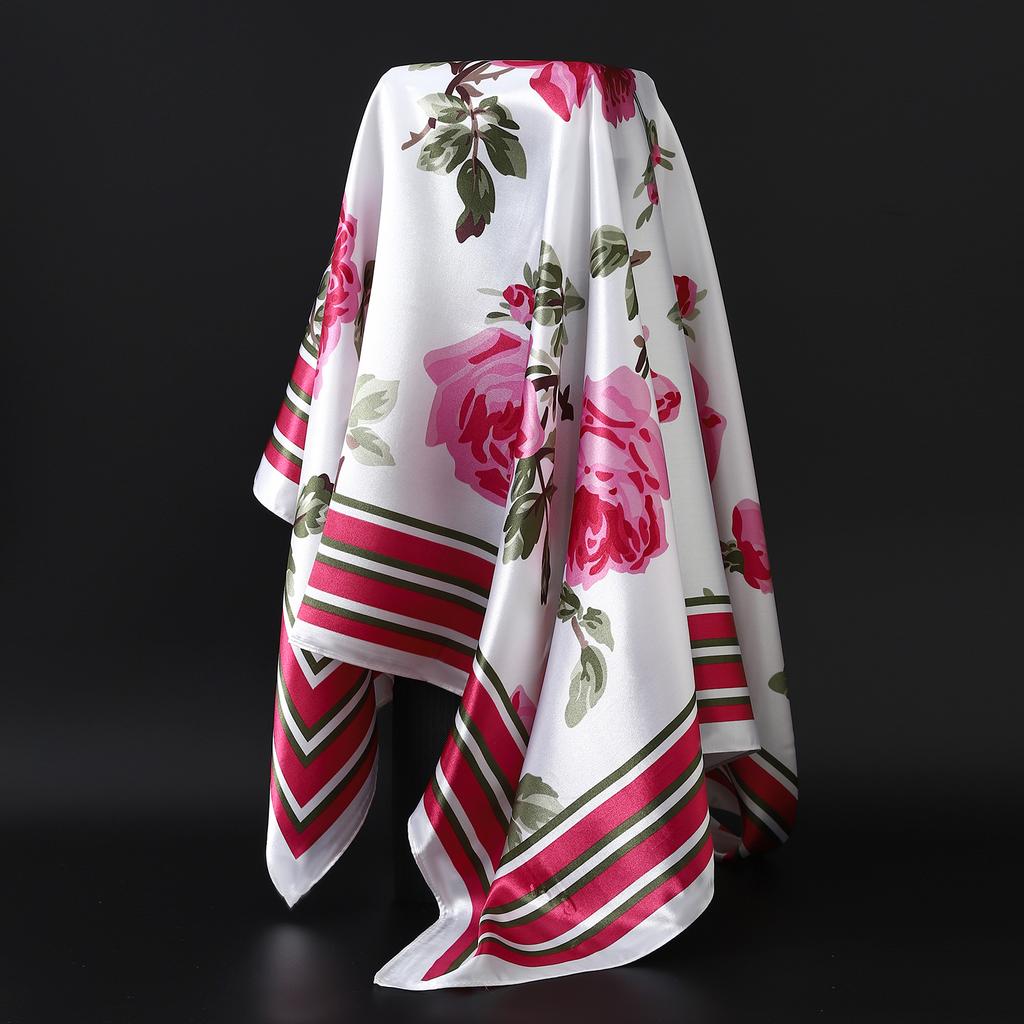 Europe America Kerchief Four Seasons Popular Silk Scarves Luxury Style Sunscreen Square Shawls New Fashion 90X90CM Headcloth
