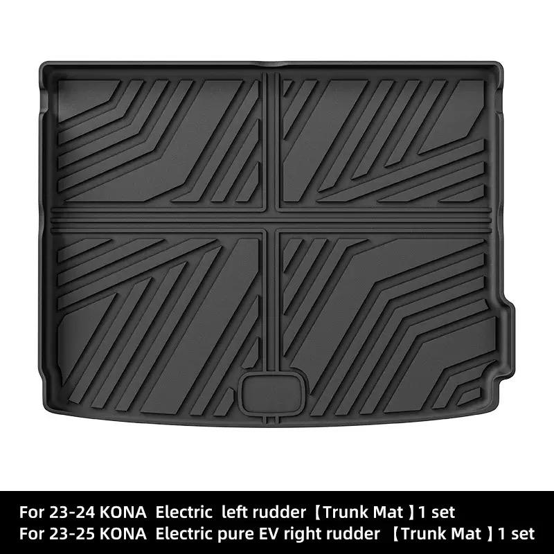Car Trunk Mat For Hyundai Kona Electric 2023-2025 TPE Rear Seat Backrest Mat All Weather Waterproof Cargo Liner Trunk Floor Mats