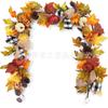 Harvest Wreath With Pumpkins Berries Vine Circle Halloween Thanksgiving Door Decor