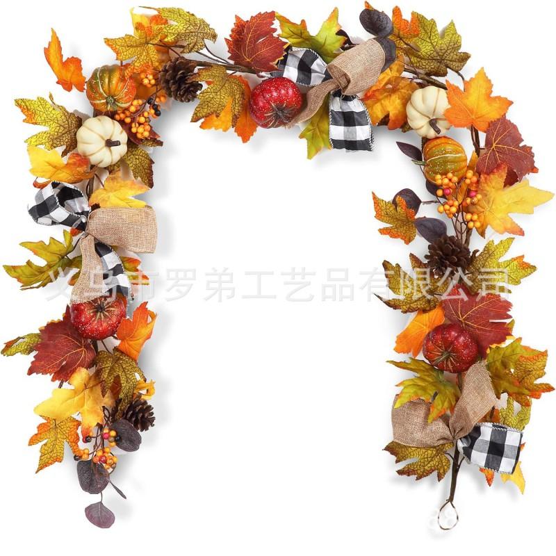 Harvest Wreath With Pumpkins Berries Vine Circle Halloween Thanksgiving Door Decor