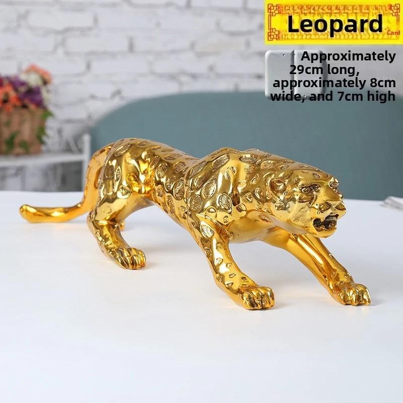 Lucky Leopard Decor Ornament for Office Living Room TV Wine Cabinet Decoration Opening Gift Leopard Mascot Home Decor Figurine