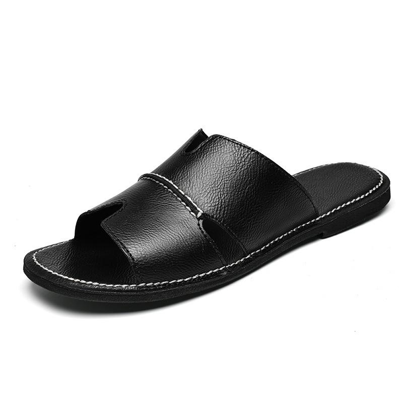2024 Summer Trendy Plus Size Men's Genuine Leather Flip-Flops: Casual Beach Sandals in Sizes 45-47