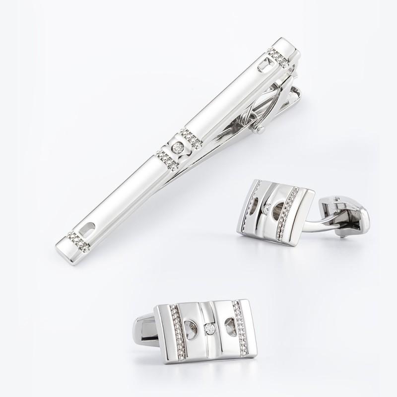 Square Plated Silver Rhinestones Accessories Alloy Set Men s Cufflinks pure natural