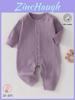 Newborn Cotton Knit Romper With Detachable Hood For Baby Boys And Girls