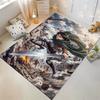 "Anime Warrior with Sword Battle Scene Non-slip rug suitable for living room and bedroom sofas"