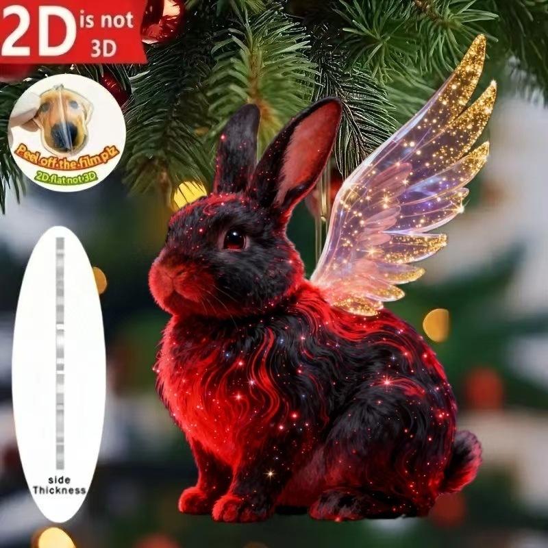 2D Acrylic Christmas Pendants Zodiac Horse Tree Hangings Car Rearview Mirror Pendant Charm Party New Year Decoration Ornaments
