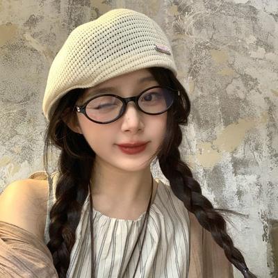 Vintage Geflochtener Hut Japanischer Stil Häkelmütze Elegantes Durchbrochenes Barett Hut Mädchen
