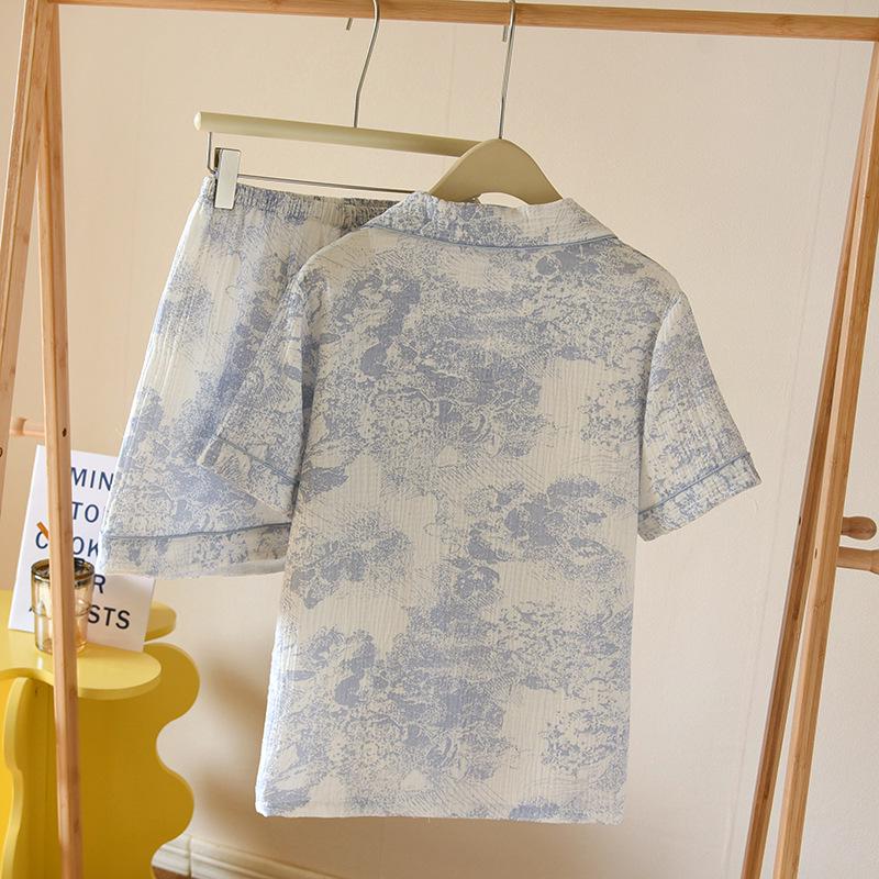 Damski letni zestaw piżamowy z czystej bawełny - Słodki, Przewiewny, Krótki rękaw i Szorty