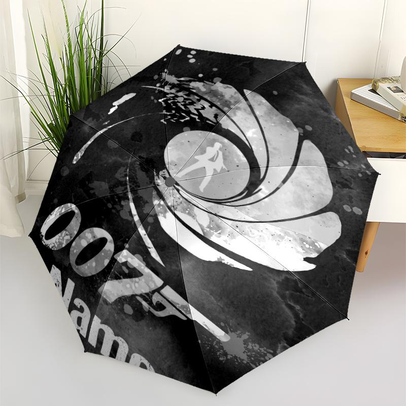 Custom Name 007 James Bond Theme Automatic Umbrella, Lightweight & Portable, 8 Rib, Perfect for Outdoor Travel, Birthdays, Christmas, Gifts.