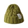 Knitted Appliquéd Twisted Wool Hat Big Head Circumference Winter Candy Colour Ear Protection Hat Women's Hat